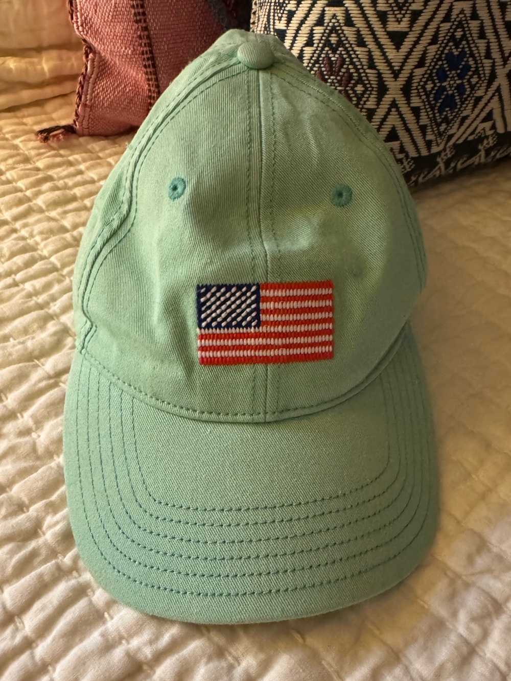 Harding Lane needlepoint American flag baseball cap like new